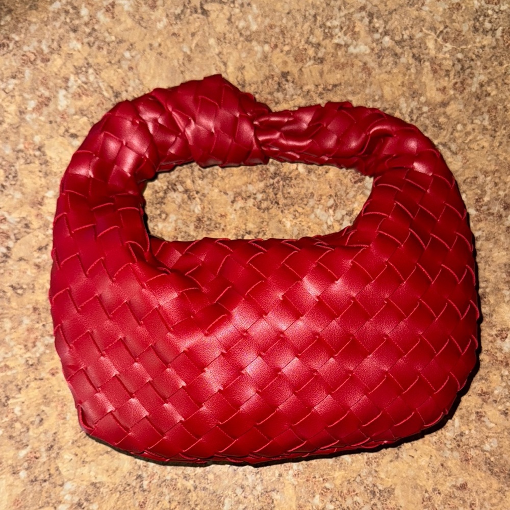 Elegant Red Woven Handbag